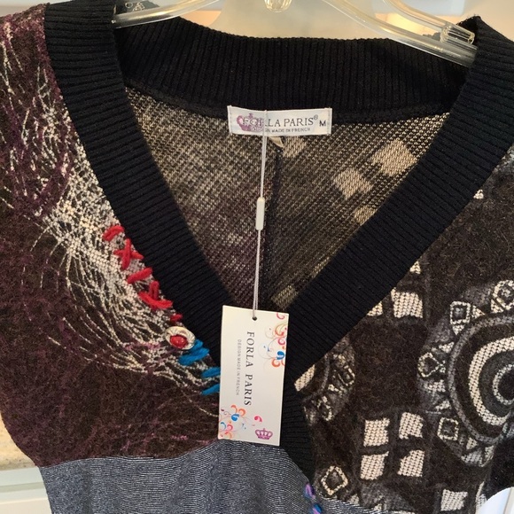 Boho Forla Paris Knit Dress NWT Art To Wear V-Neck - Picture 2 of 7